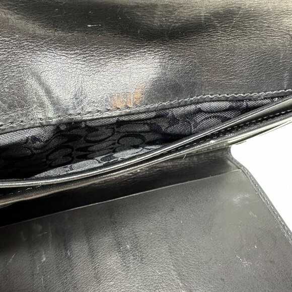 Coach Wallet Hamilton Signature Black Leather Continental Trifold Checkbook - Picture 11 of 11